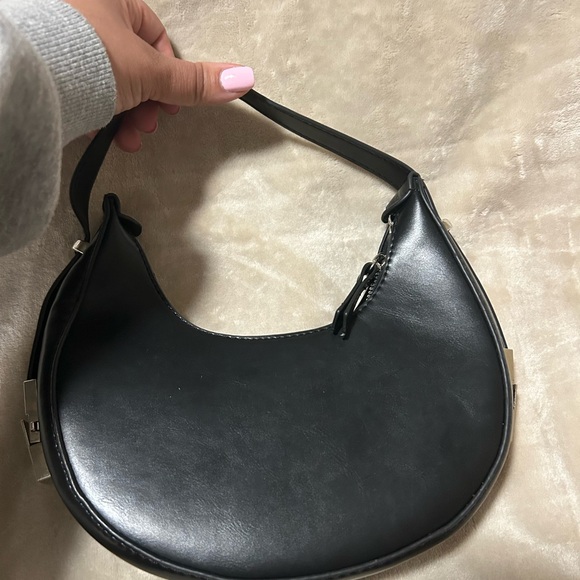 Black Faux Leather Hobo Bag - Picture 6 of 8